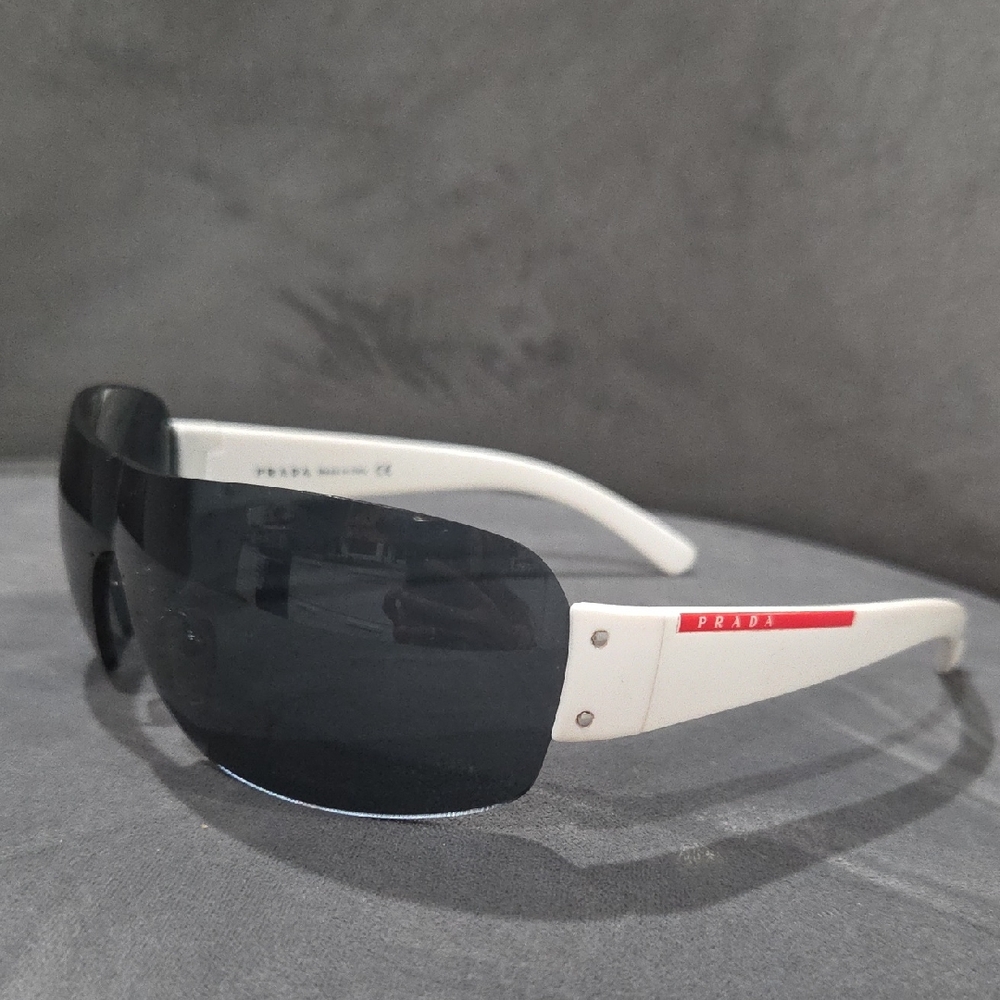Prada White and Black Sporty Sunglasses